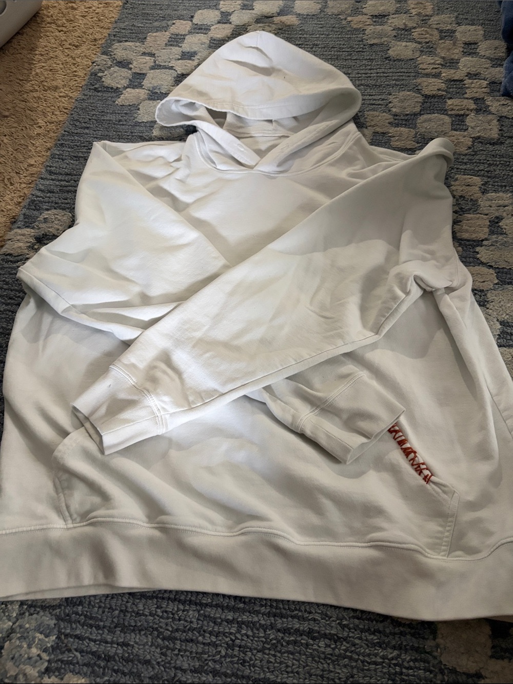 White Pullover Hoodie (custom burnt orange hitter)